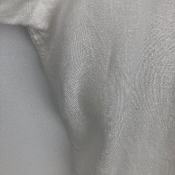 Ralph Lauren short sleeve linen button down shirt, men's size L linen white type Vintage Second Hand