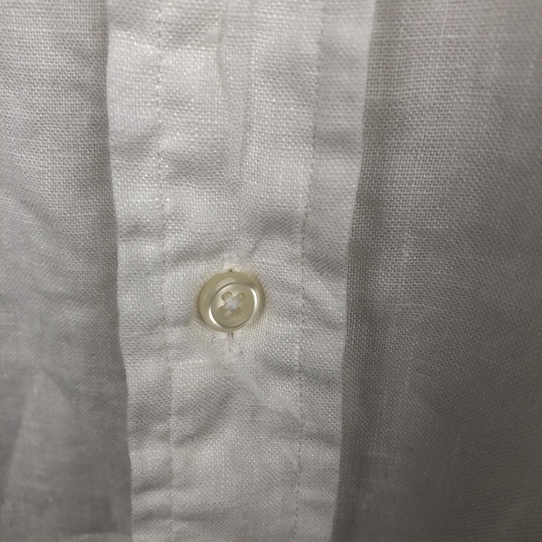 Ralph Lauren short sleeve linen button down shirt, men's size L linen white type Vintage Second Hand