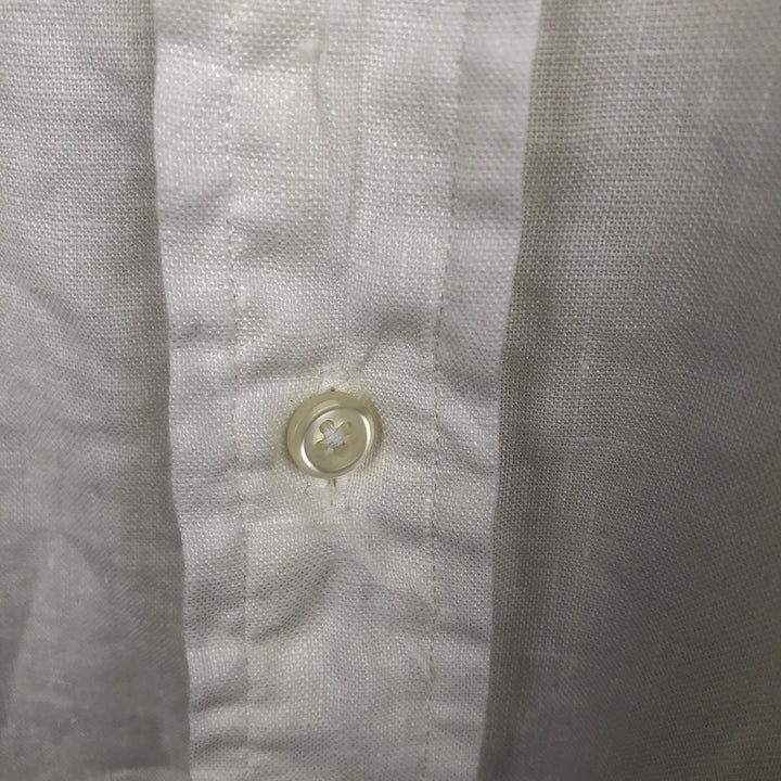 Ralph Lauren short sleeve linen button down shirt, men's size L linen white type Vintage Second Hand