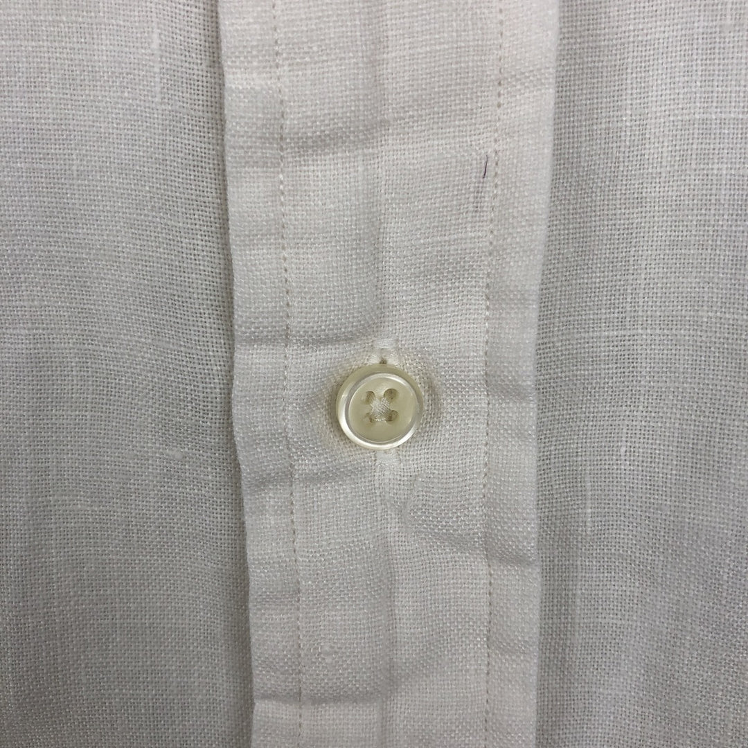 Ralph Lauren POLO by Ralph Lauren CUSTOM FIT Short-Sleeve Linen Button-Down Shirt, Men's Size M (approx.) linen white type Vintage Second Hand