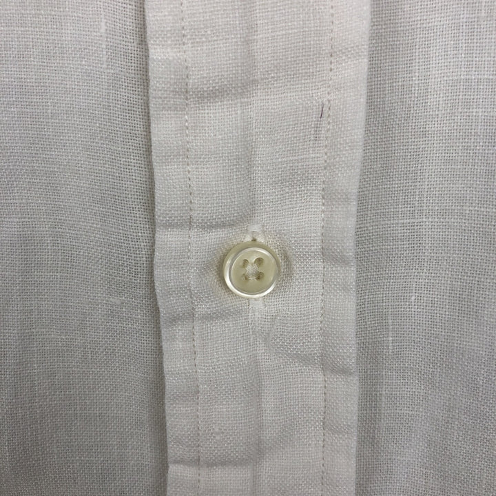 Ralph Lauren POLO by Ralph Lauren CUSTOM FIT Short-Sleeve Linen Button-Down Shirt, Men's Size M (approx.) linen white type Vintage Second Hand
