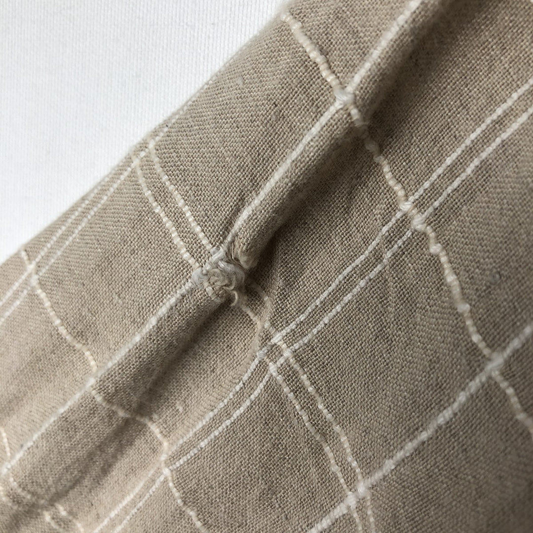 Ralph Lauren CHAPS Check Pattern Short-Sleeve Cotton x Linen Button-Down Shirt, Men's Size XL (approx.) linen Beige type Vintage Second Hand