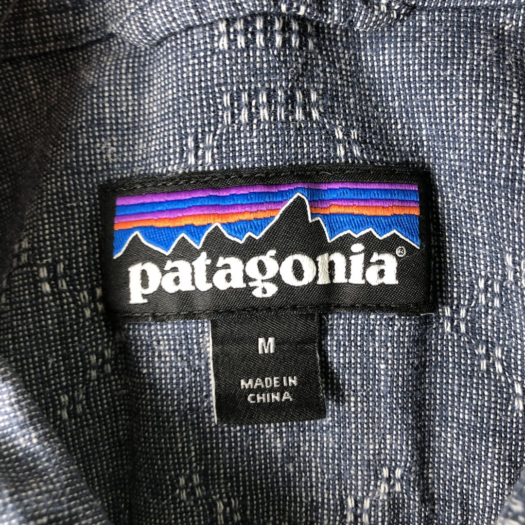 Patagonia 53139SP21 All-over print short-sleeved cotton x hemp box shirt, men's size M. Hemp navy blue type Vintage Second Hand