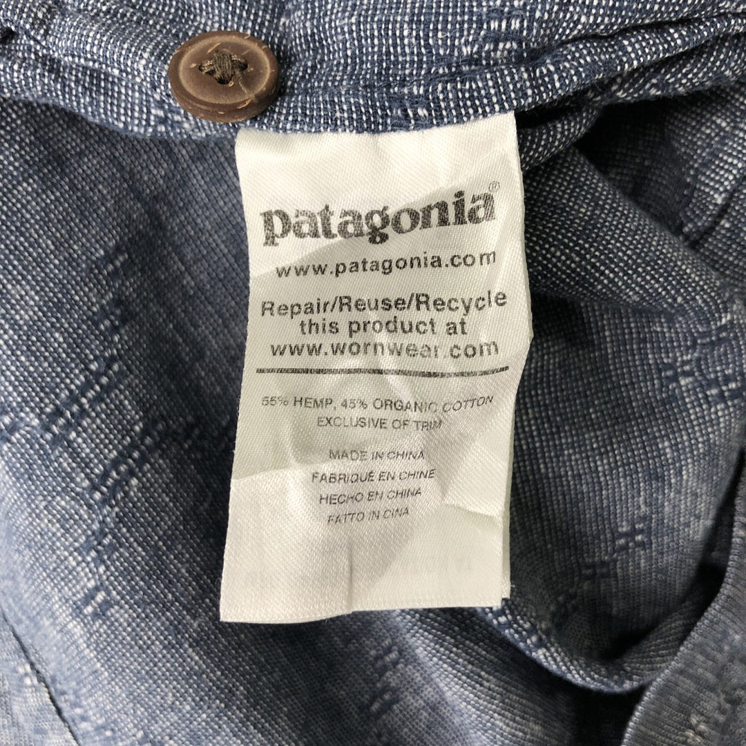 Patagonia 53139SP21 All-over print short-sleeved cotton x hemp box shirt, men's size M. Hemp navy blue type Vintage Second Hand