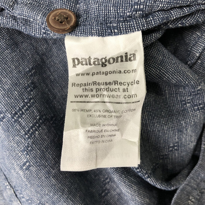 Patagonia 53139SP21 All-over print short-sleeved cotton x hemp box shirt, men's size M. Hemp navy blue type Vintage Second Hand