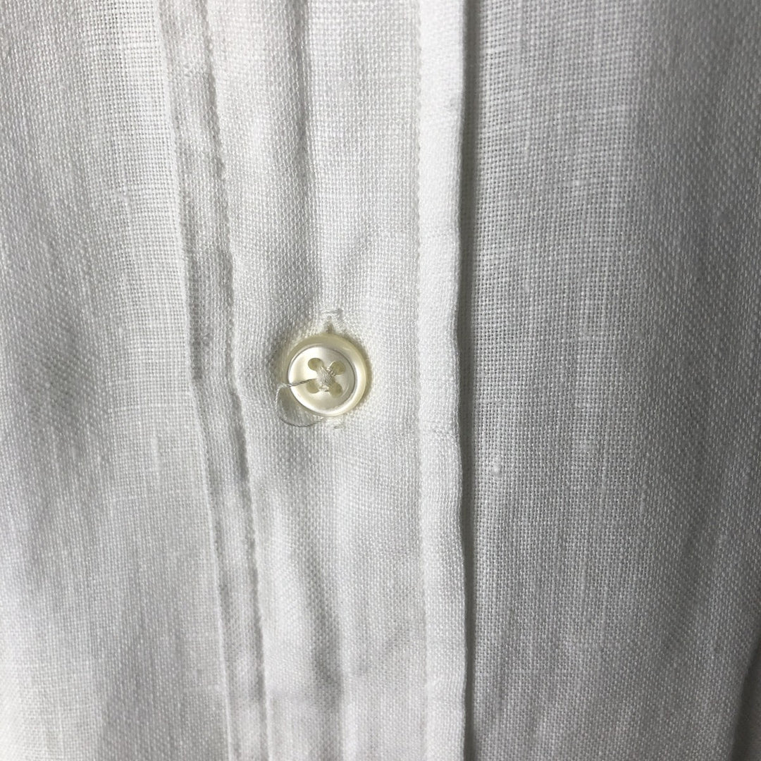 Ralph Lauren Classic Fit short sleeve linen button down shirt, men's size L linen white type Vintage Second Hand