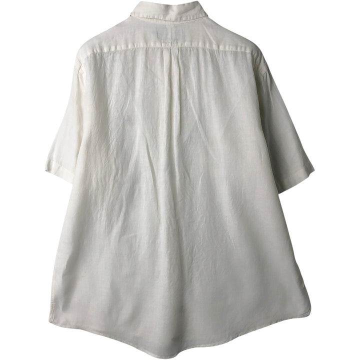 Ralph Lauren Classic Fit short sleeve linen button down shirt, men's size L linen white type Vintage Second Hand