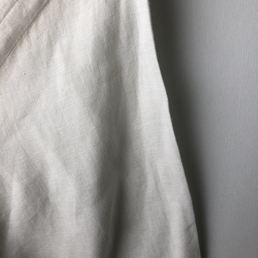Ralph Lauren Classic Fit short sleeve linen button down shirt, men's size L linen white type Vintage Second Hand