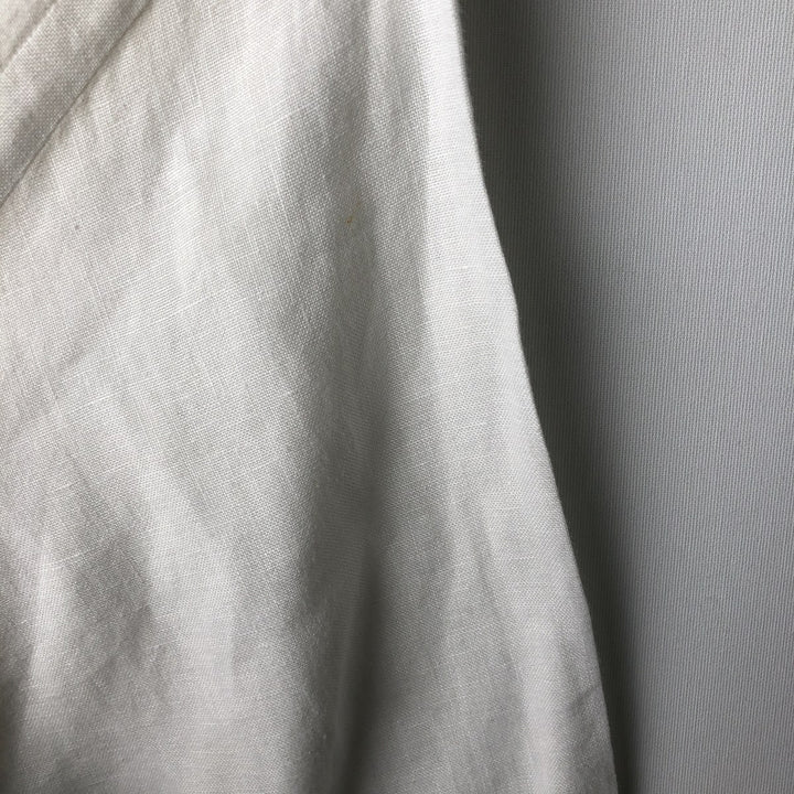 Ralph Lauren Classic Fit short sleeve linen button down shirt, men's size L linen white type Vintage Second Hand