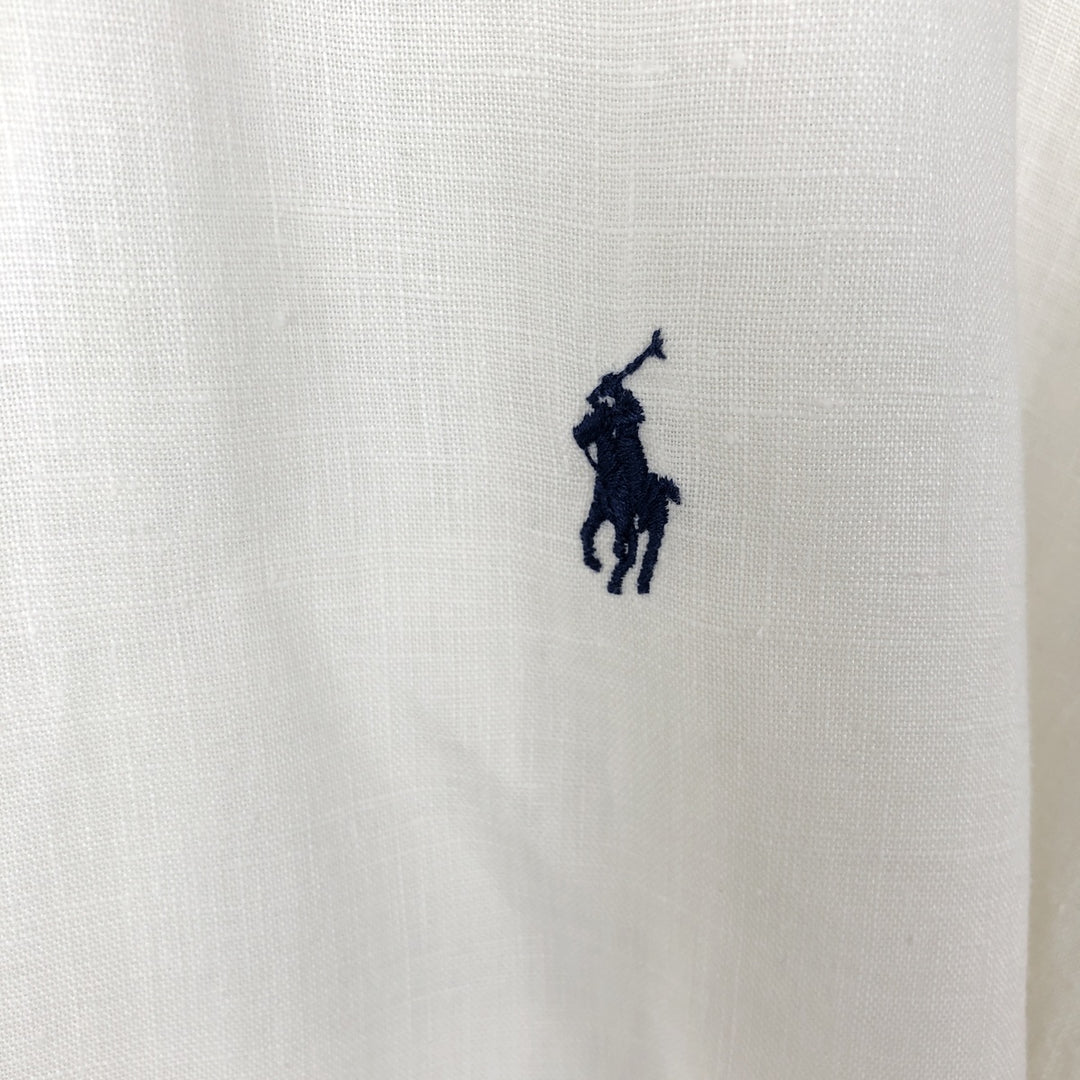 Ralph Lauren BLAKE short sleeve linen button down shirt, men's size L linen white type Vintage Second Hand