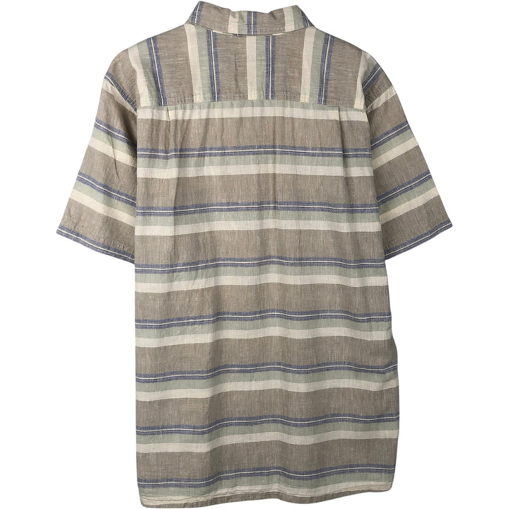 Patagonia Striped Pattern Short-Sleeve Hemp Shirt, Boxy Shirt, Men's Size M (approx.) unclear Beige type Vintage Second Hand