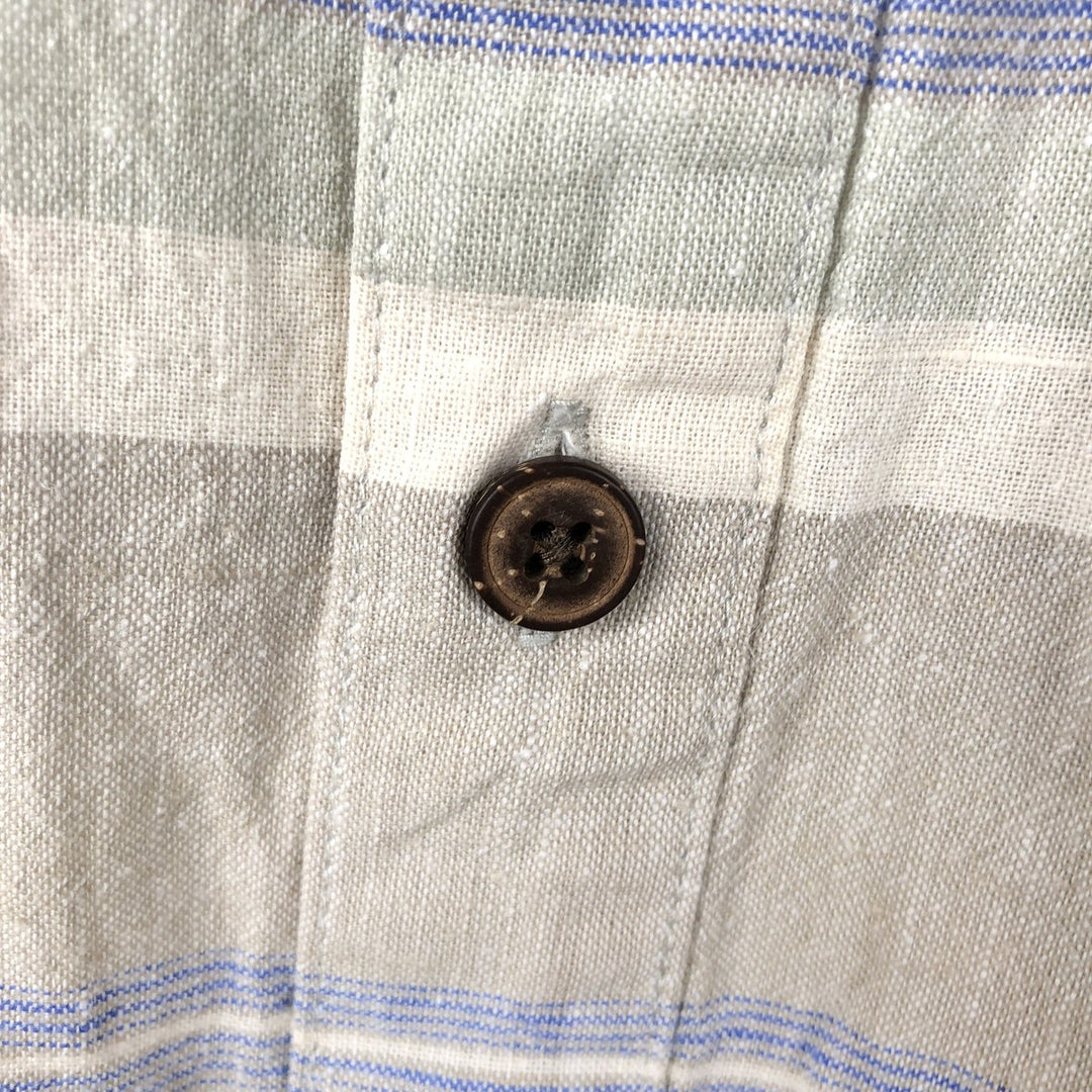 Patagonia Striped Pattern Short-Sleeve Hemp Shirt, Boxy Shirt, Men's Size M (approx.) unclear Beige type Vintage Second Hand
