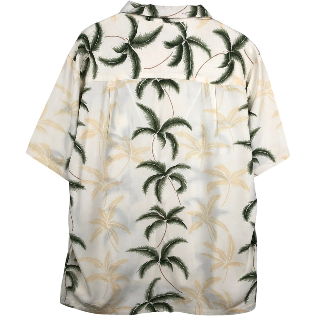 PARADISE FOUND All-over print border pattern open collar rayon Hawaiian Aloha shirt box shirt men's size M equivalent Rayon white type Vintage Second Hand