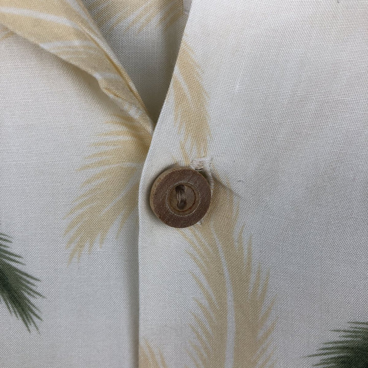 PARADISE FOUND All-over print border pattern open collar rayon Hawaiian Aloha shirt box shirt men's size M equivalent Rayon white type Vintage Second Hand