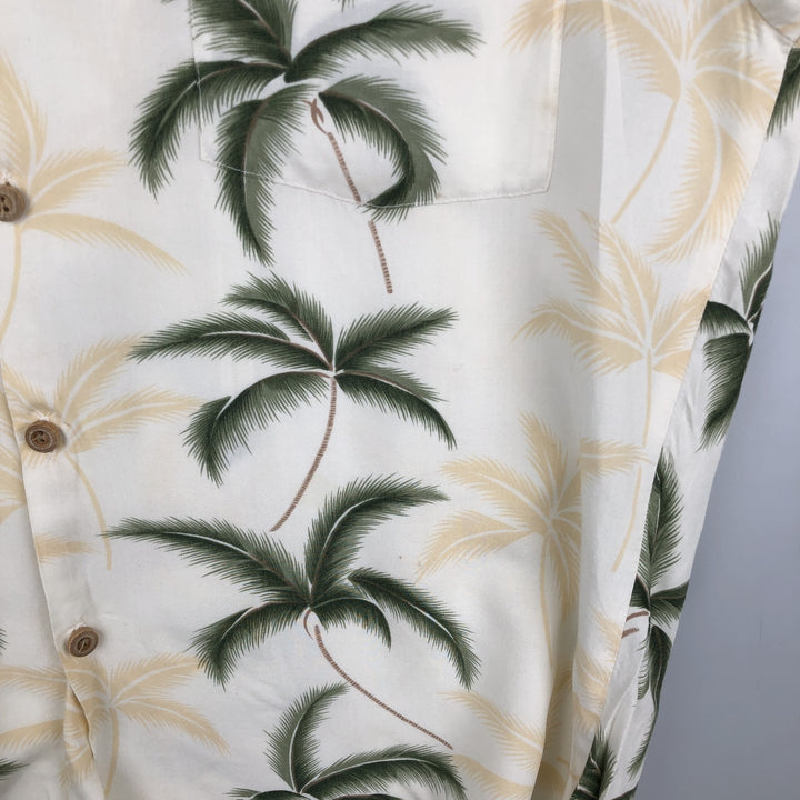 PARADISE FOUND All-over print border pattern open collar rayon Hawaiian Aloha shirt box shirt men's size M equivalent Rayon white type Vintage Second Hand