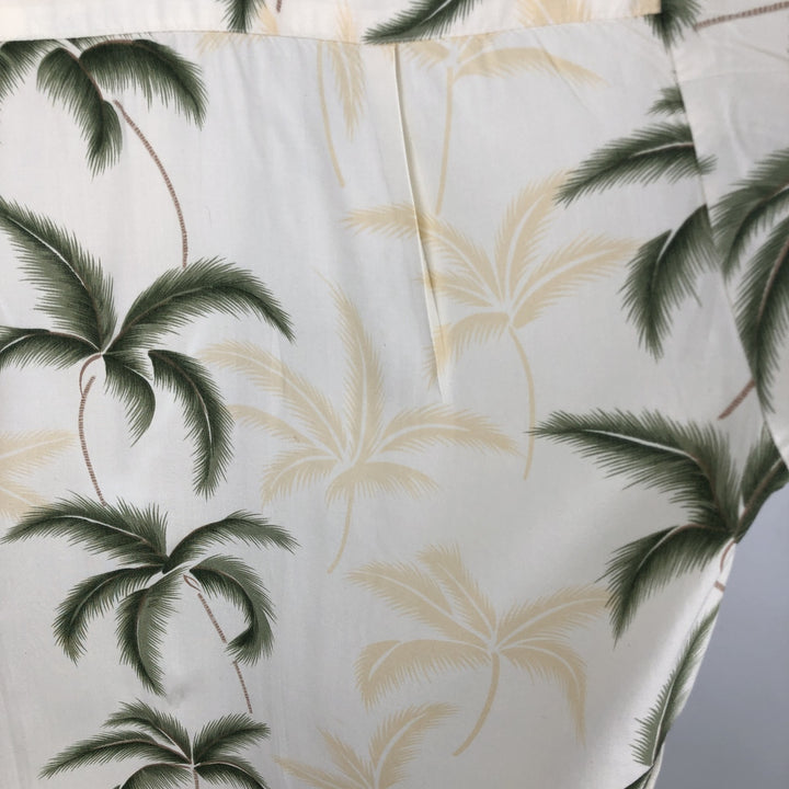 PARADISE FOUND All-over print border pattern open collar rayon Hawaiian Aloha shirt box shirt men's size M equivalent Rayon white type Vintage Second Hand