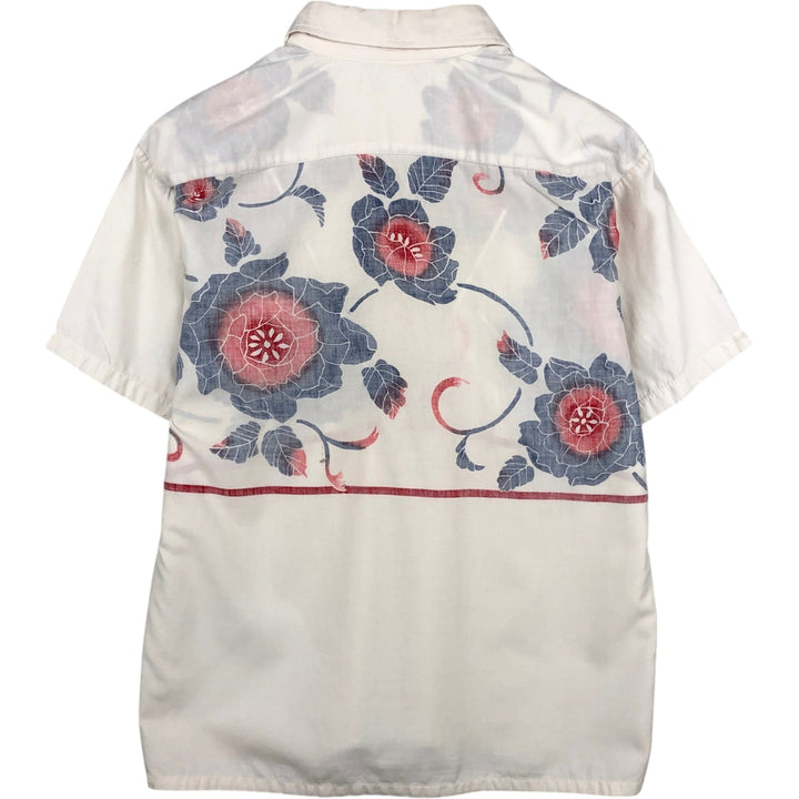 1970'S Ocean Pacific all-over floral print open-collar pullover Aloha shirt, men's size L equivalent, vintage. unclear white type Vintage Second Hand