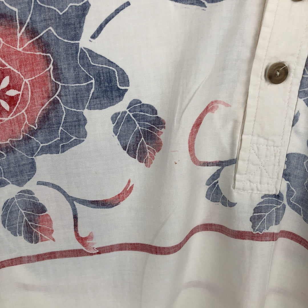 1970'S Ocean Pacific all-over floral print open-collar pullover Aloha shirt, men's size L equivalent, vintage. unclear white type Vintage Second Hand