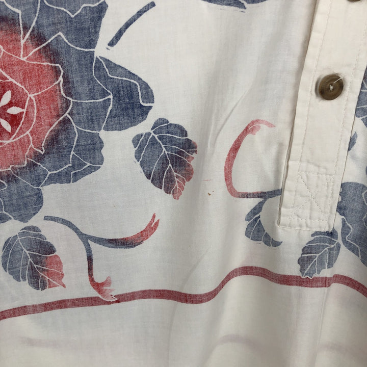 1970'S Ocean Pacific all-over floral print open-collar pullover Aloha shirt, men's size L equivalent, vintage. unclear white type Vintage Second Hand