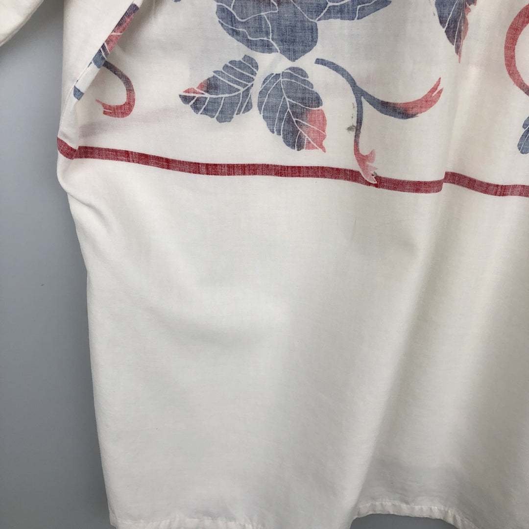 1970'S Ocean Pacific all-over floral print open-collar pullover Aloha shirt, men's size L equivalent, vintage. unclear white type Vintage Second Hand