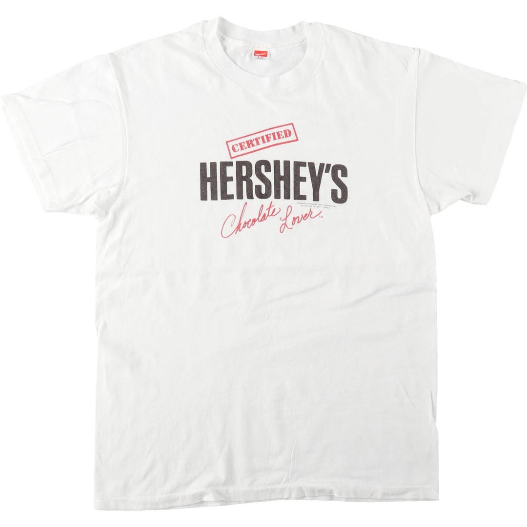 80s-90'S Hanes HERSHEY'S Advertising T-Shirt, Made in USA, Men's Size L (approx.), Vintage cotton white type Vintage Second Hand