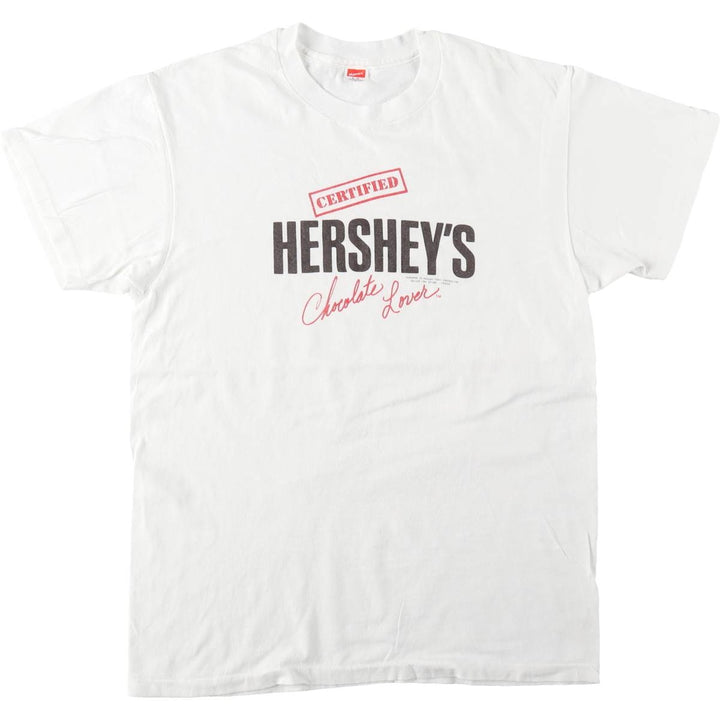 80s-90'S Hanes HERSHEY'S Advertising T-Shirt, Made in USA, Men's Size L (approx.), Vintage cotton white type Vintage Second Hand