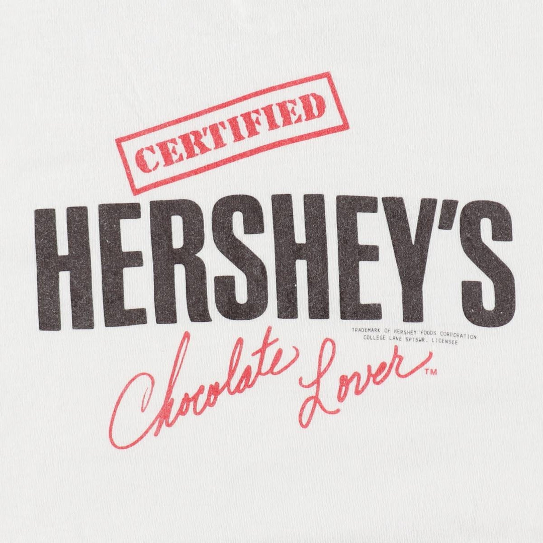 80s-90'S Hanes HERSHEY'S Advertising T-Shirt, Made in USA, Men's Size L (approx.), Vintage cotton white type Vintage Second Hand