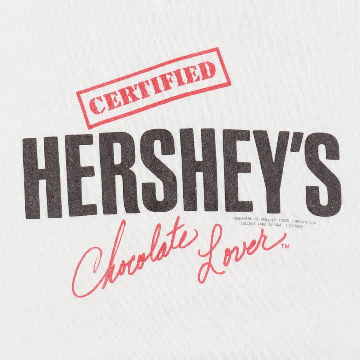 80s-90'S Hanes HERSHEY'S Advertising T-Shirt, Made in USA, Men's Size L (approx.), Vintage cotton white type Vintage Second Hand