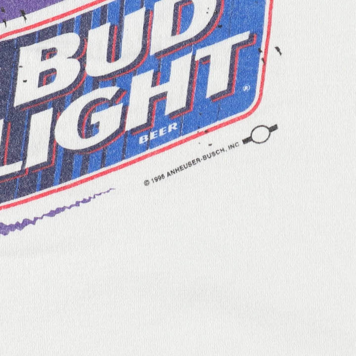 90'S Screen Stars Bud Light Advertising T-Shirt, Men's XL equivalent, Vintage unclear white type Vintage Second Hand