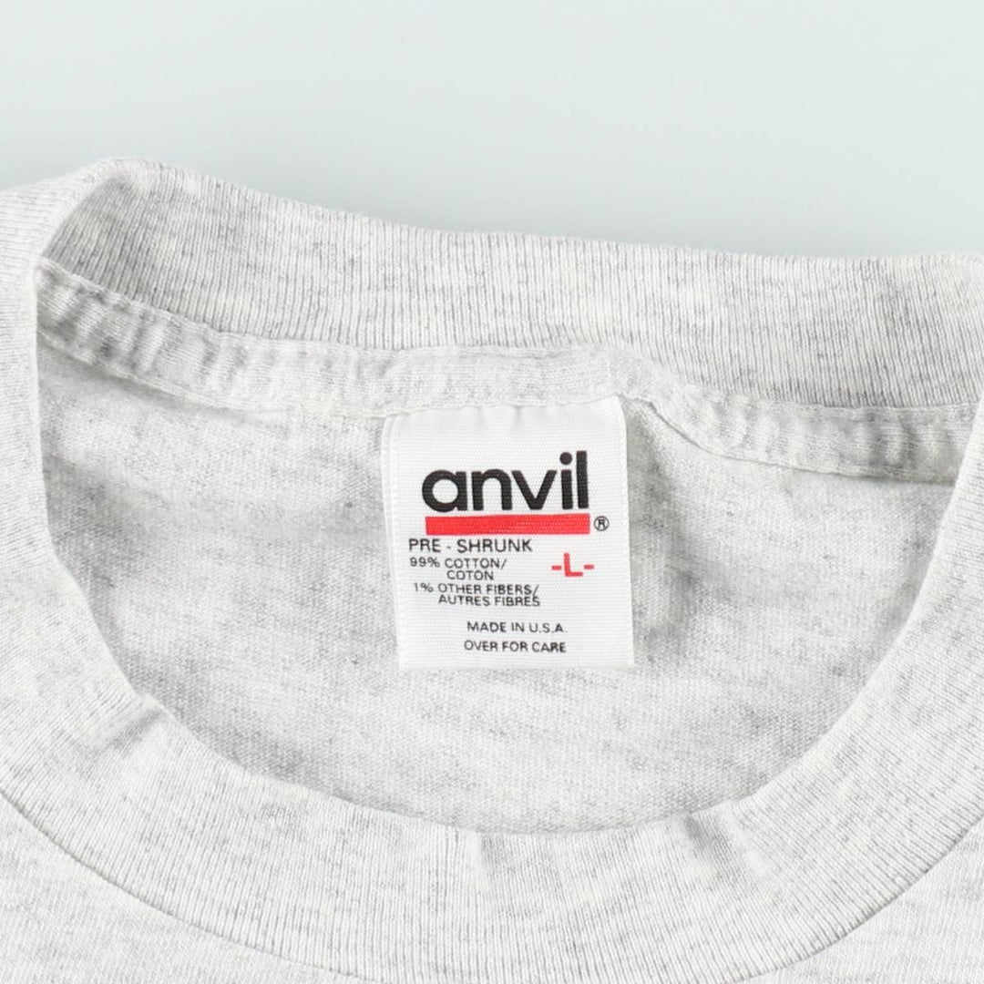 90'S Anvil Advertising T-Shirt, Made in USA, Size L (Men's L equivalent), Vintage cotton gray type Vintage Second Hand