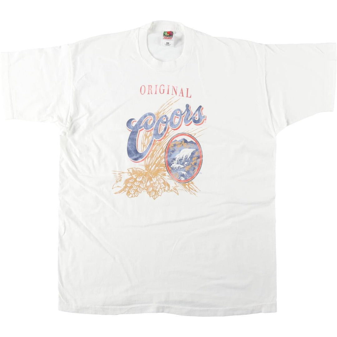 90'S Fruit of the Loom Coors Beer Advertising T-Shirt, Made in USA, Men's XXL equivalent, Vintage cotton white type Vintage Second Hand