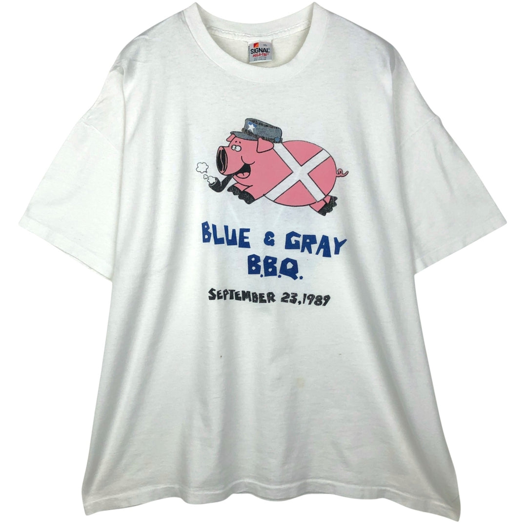 80'S SIGNAL advertising T-shirt, Made in USA, Men's XL equivalent, Vintage cotton white type Vintage Second Hand
