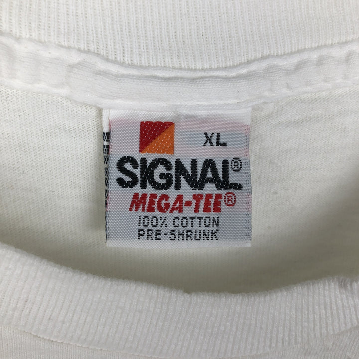 80'S SIGNAL advertising T-shirt, Made in USA, Men's XL equivalent, Vintage cotton white type Vintage Second Hand