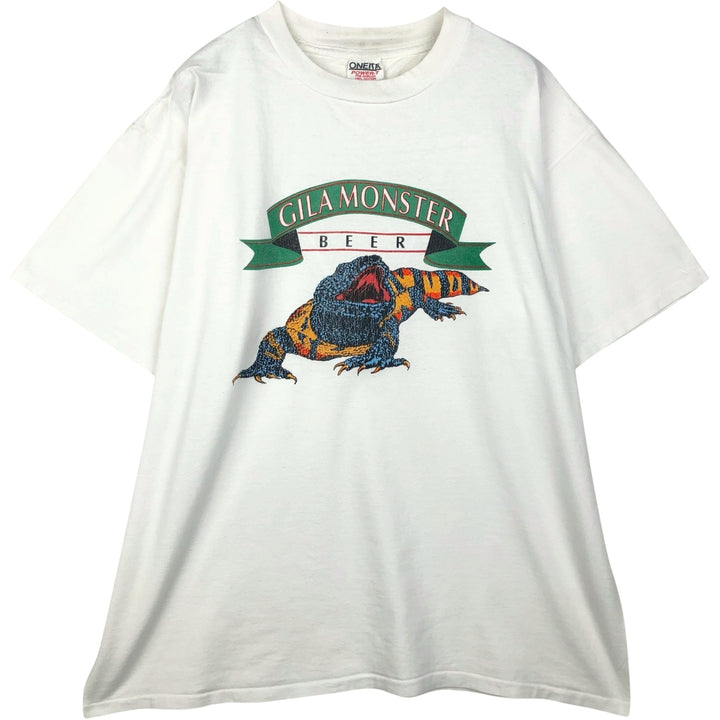 ~90'S ONEITA GILA MONSTER BEER Advertising T-Shirt, Made in USA, Men's XL equivalent, Vintage cotton white type Vintage Second Hand