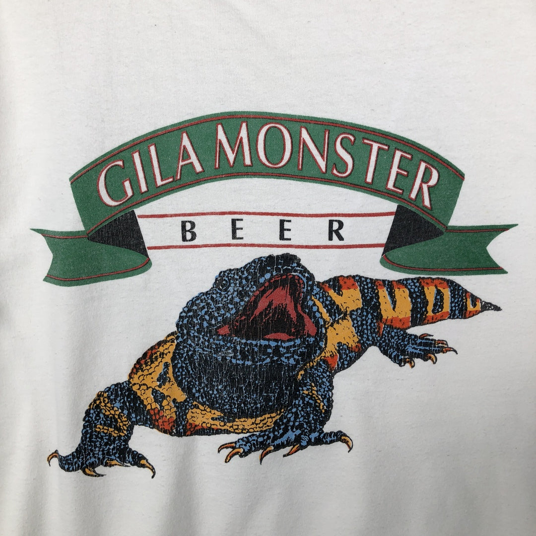 ~90'S ONEITA GILA MONSTER BEER Advertising T-Shirt, Made in USA, Men's XL equivalent, Vintage cotton white type Vintage Second Hand