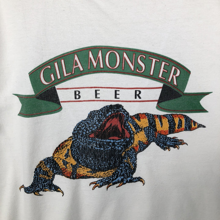 ~90'S ONEITA GILA MONSTER BEER Advertising T-Shirt, Made in USA, Men's XL equivalent, Vintage cotton white type Vintage Second Hand