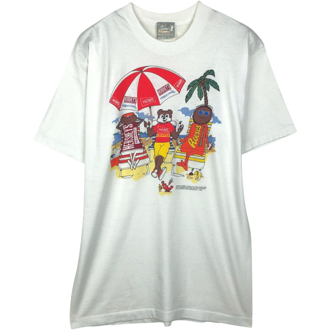 90'S Skimmers HERSHEY'S Advertising T-Shirt, Made in USA, Men's Size L (approx.), Vintage cotton white type Vintage Second Hand