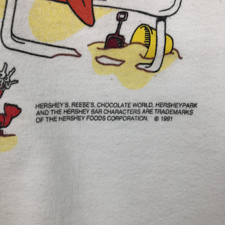 90'S Skimmers HERSHEY'S Advertising T-Shirt, Made in USA, Men's Size L (approx.), Vintage cotton white type Vintage Second Hand