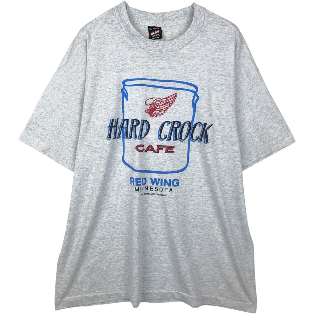 90'S Fruit of the Loom Hard Rock Cafe Red Wing Advertising T-Shirt, Made in USA, Men's XL equivalent. cotton gray type Vintage Second Hand