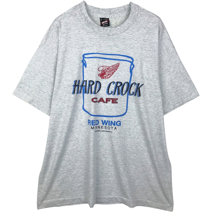 90'S Fruit of the Loom Hard Rock Cafe Red Wing Advertising T-Shirt, Made in USA, Men's XL equivalent. cotton gray type Vintage Second Hand