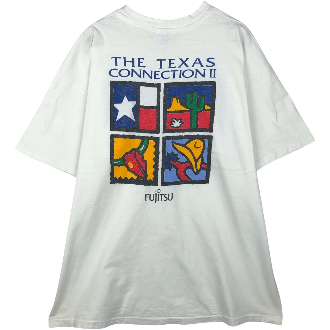 90'S Hanes FUJITSU Advertising T-Shirt, Made in USA, Men's XL equivalent, Vintage cotton white type Vintage Second Hand