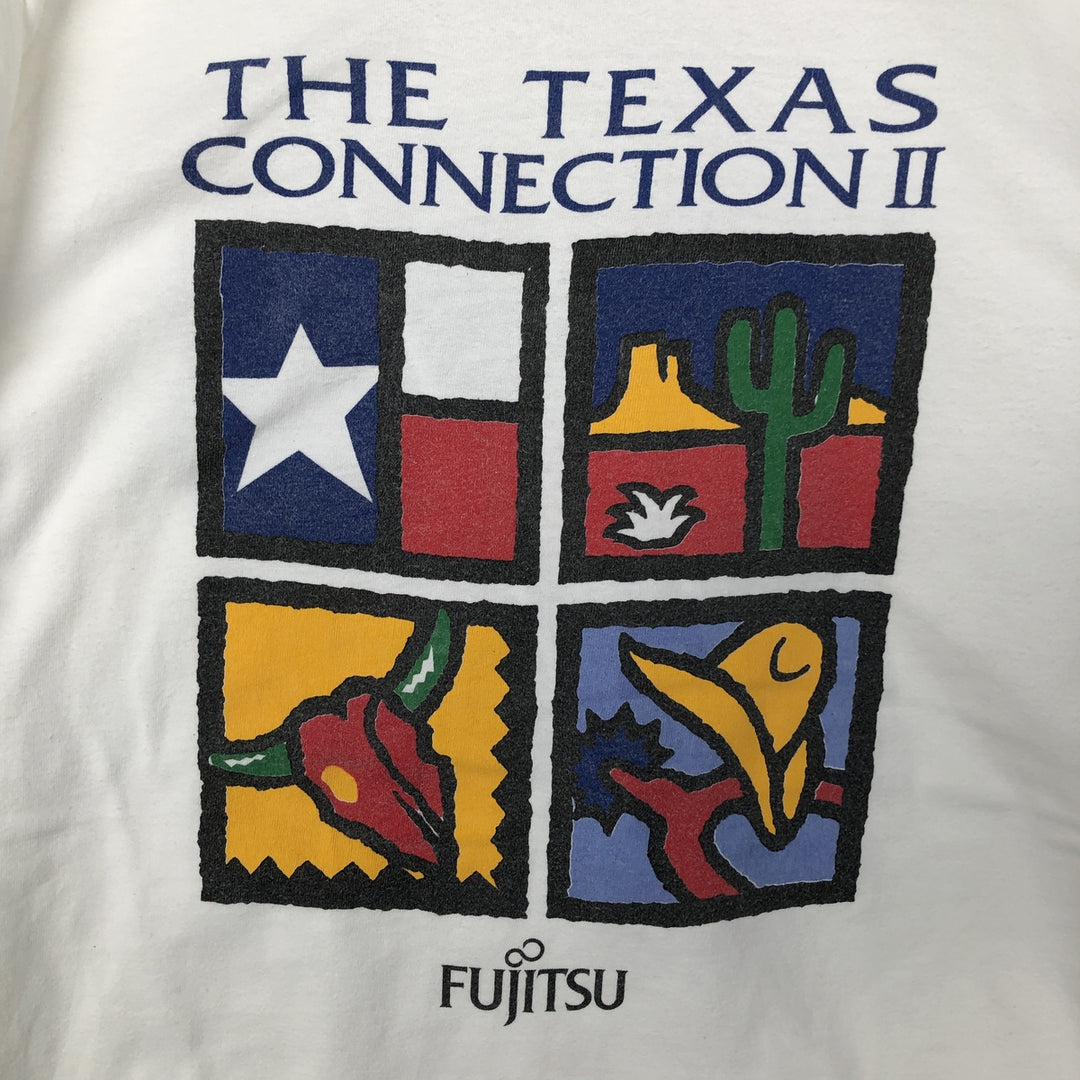 90'S Hanes FUJITSU Advertising T-Shirt, Made in USA, Men's XL equivalent, Vintage cotton white type Vintage Second Hand
