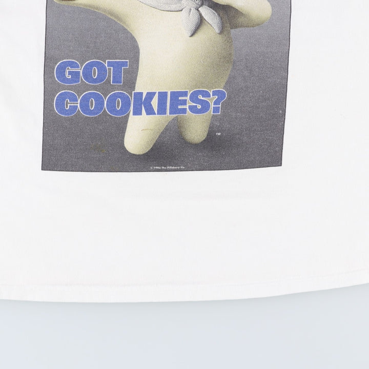 90'S LOGOTEL Pillsbury Advertising T-Shirt, Made in USA, Men's Size L (approx.), Vintage cotton white type Vintage Second Hand