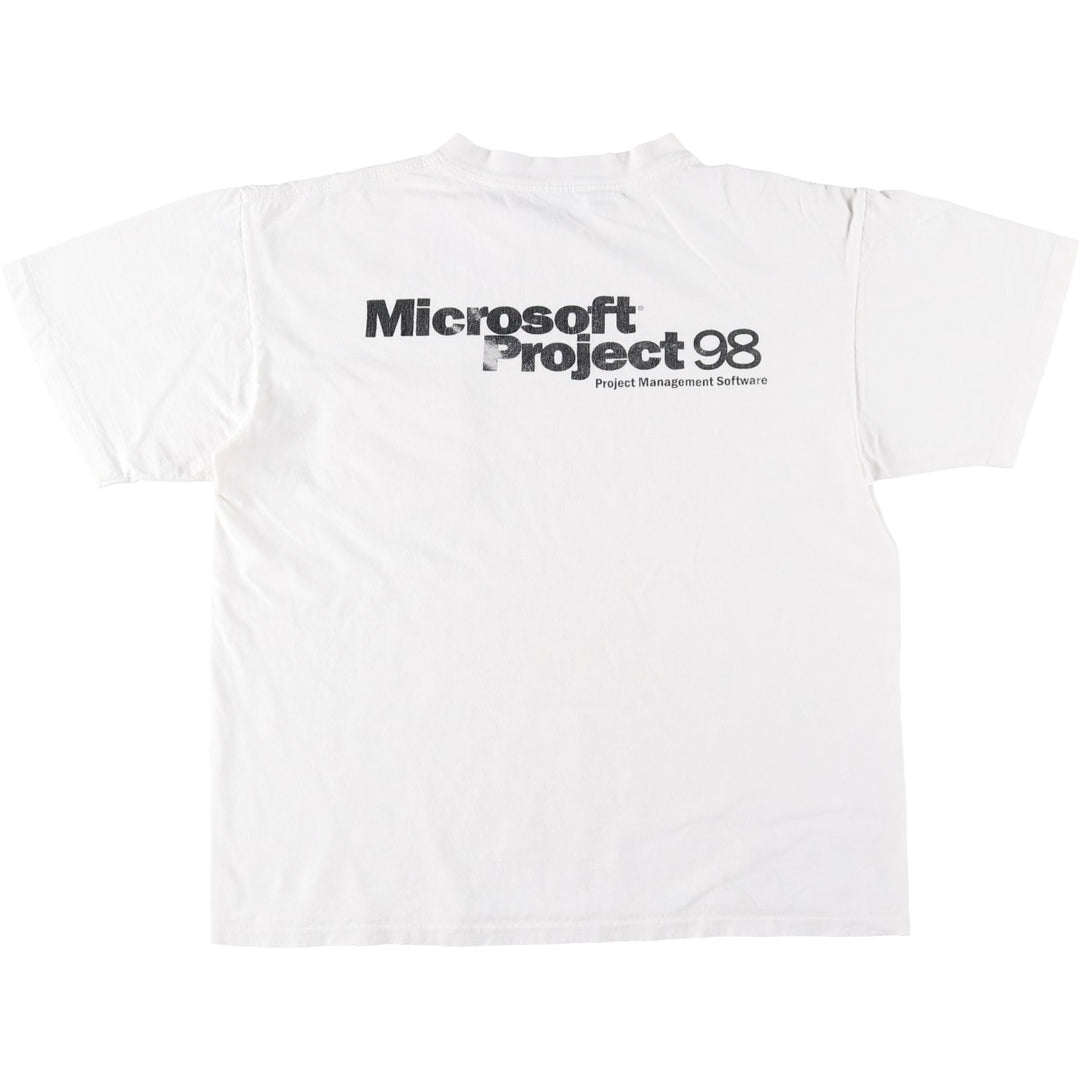 1990'S Microsoft Project 98 Advertising T-Shirt, Men's Size M (approx.), Vintage unclear white type Vintage Second Hand