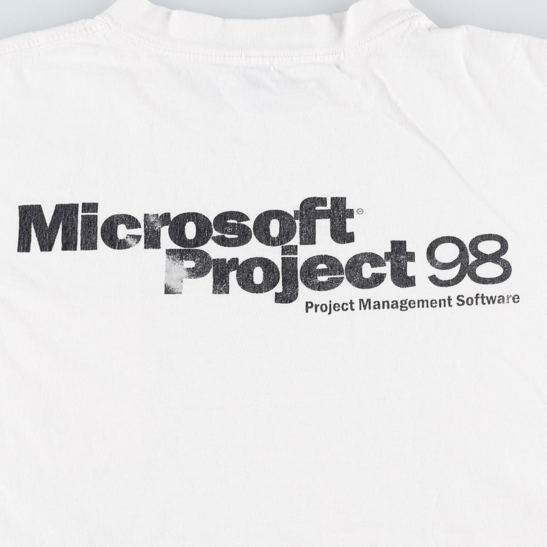 1990'S Microsoft Project 98 Advertising T-Shirt, Men's Size M (approx.), Vintage unclear white type Vintage Second Hand
