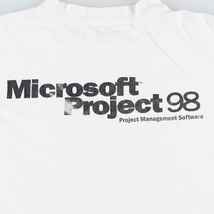 1990'S Microsoft Project 98 Advertising T-Shirt, Men's Size M (approx.), Vintage unclear white type Vintage Second Hand