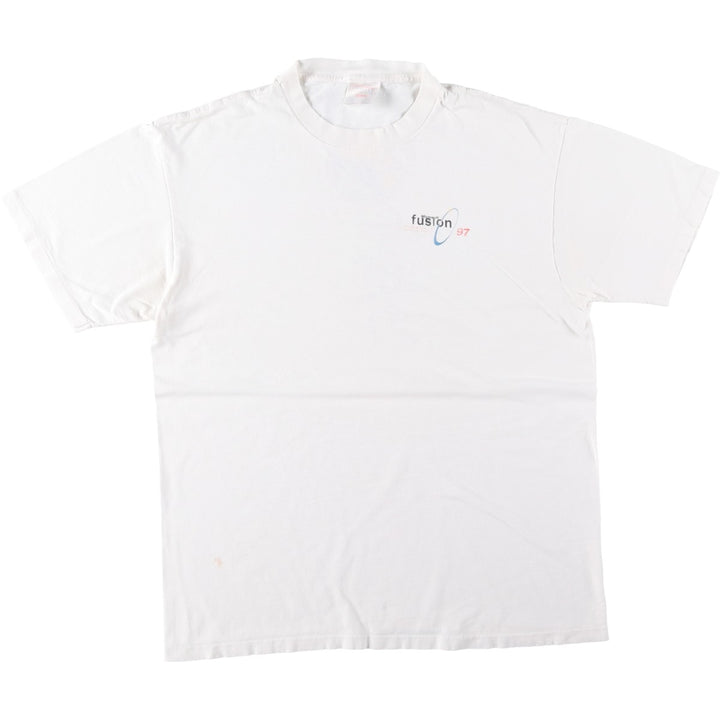 90'S ONEITA Microsoft Fusion 97 Advertising T-Shirt, Men's Size M (Equivalent), Vintage cotton white type Vintage Second Hand