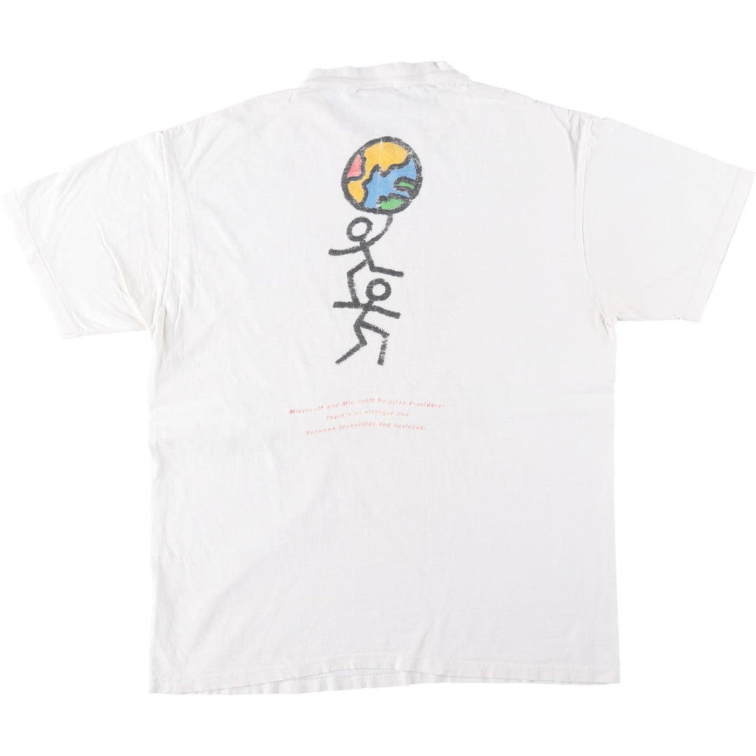 90'S ONEITA Microsoft Fusion 97 Advertising T-Shirt, Men's Size M (Equivalent), Vintage cotton white type Vintage Second Hand