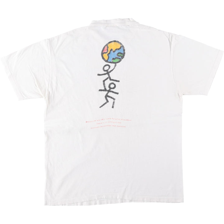90'S ONEITA Microsoft Fusion 97 Advertising T-Shirt, Men's Size M (Equivalent), Vintage cotton white type Vintage Second Hand