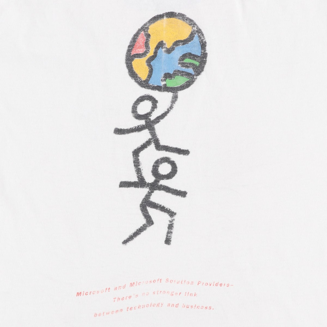 90'S ONEITA Microsoft Fusion 97 Advertising T-Shirt, Men's Size M (Equivalent), Vintage cotton white type Vintage Second Hand